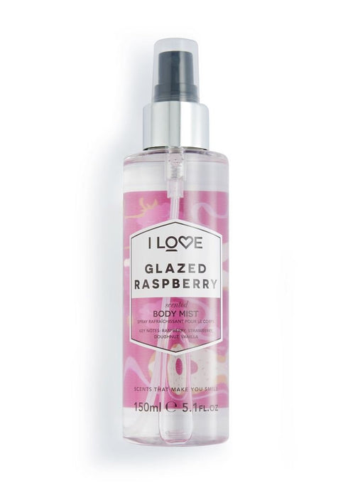 I Love Glazed Raspberry Scented Body Mist - Body Mist Fragrance - Long Lasting Body Spray with Natural Fruit Extracts - Raspberry and Vanilla - 5.1 oz