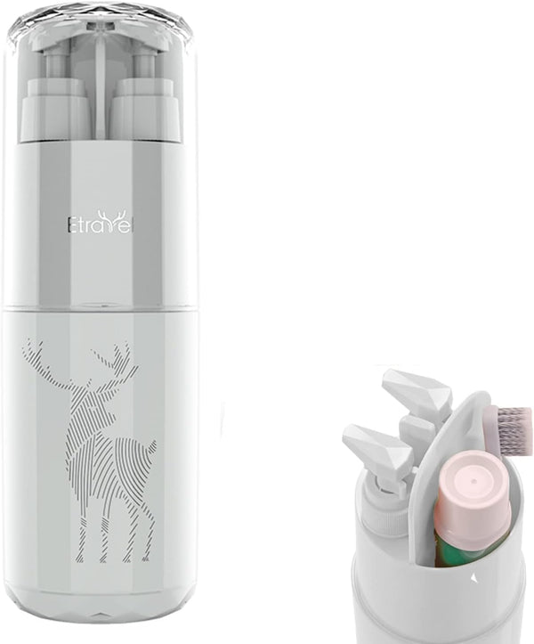 Travel Toothbrush Cup, Portable Travel Cases, 2 x 45 ml Pump Bottle Soap Dispenser, Mirror, Comb for Business Camping