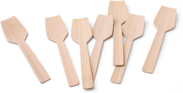 Mini Bamboo Utensils, 200PK Mini-Bamboo Spoons, 3.54" Disposable for Jelly, Pudding, Yogurt, Cake