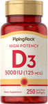 Piping Rock Vitamin D3 5000 IU, 250 Softgels, High Potency Supplement, Non-GMO, Gluten Free