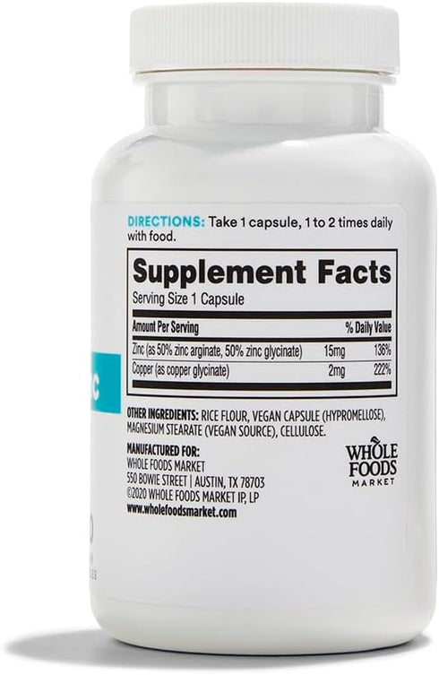 365 by Whole Foods Market, Chelated Zinc plus Copper, 120 Count