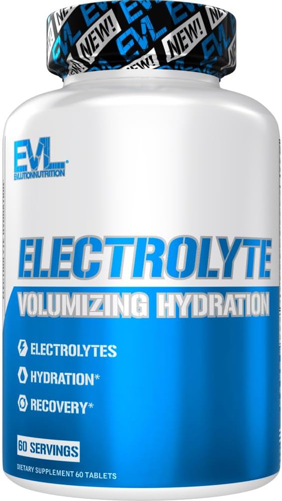 Evlution Nutrition Volumizing Electrolyte Hydration Tablets - 60 Servings - Rapid Rehydration Supplement with 8 Key