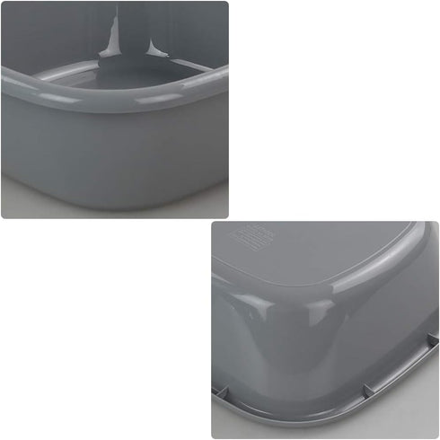 Idomy 4-Pack 8 Idotry Baby Small Wash Basin, Gray Plastic Square Dish Pan, Quart