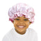 Kids Adjustable Satin Bonnet Sleeping Cap, Reversible Night Caps for 0-3 Years Old, Light Pink/Pink