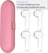 Electric Toothbrush Travel Case for Oral-B Toothbrushes, 4 Pcs Toothbrush Head Covers (Pink)