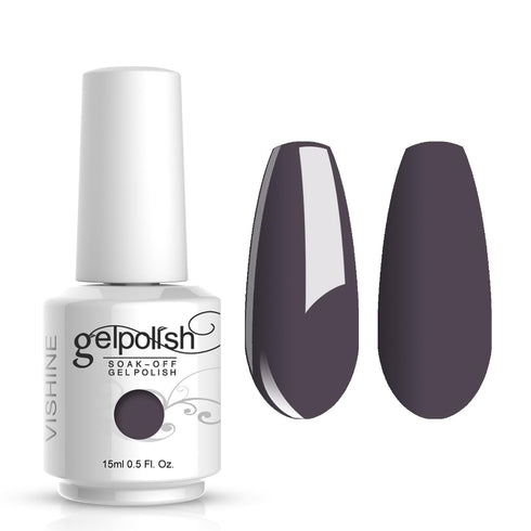 Vishine Gelpolish Lacquer Dark Grey, Soak Off UV LED Nail Polish, Professional Manicure, 1538