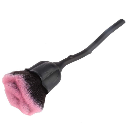 Rose Shaped Nail Dust Brush, Long Handle Nail Powder Brush for Makeup & Manicure Dust Remover Brush for Clean (Black +