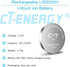 2 Pack 3.7V Lir2032H Rechargeable Coin Batteries for Key Fob, High Capacity 70mAh Lithium 2032 Button Cells