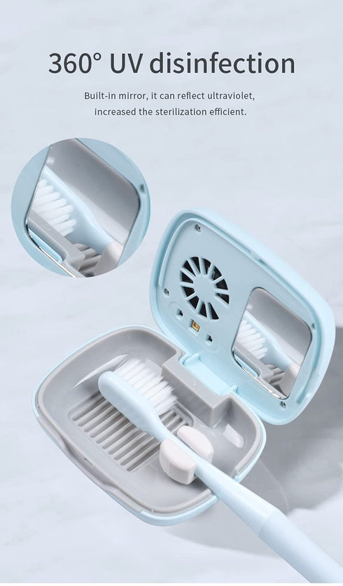Rechargeable Mini UV Toothbrush Sterilizer Cover with Fan and USB Cord, Long Battery Life, Improved Case Ventilation,