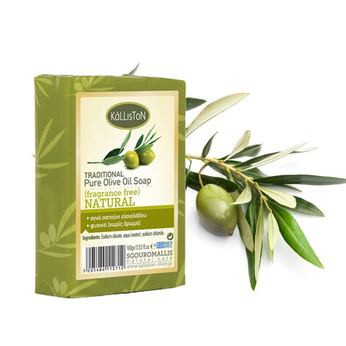 Natural Soap Bars, Extra Virgin Olive Oil, Fragrance Free, Hypoallergenic, Cruelty Free, Pack of 4