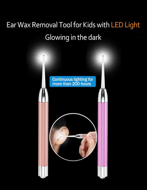 Ear Wax Removal Tool, LED Lights Ear Cleaning Kit, Updated Version, Non-Slip, BPA Free (Two Golden)