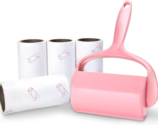 Sticky Lint Roller Kit - Pet Hair Remover with 4 Refills 240 Sheets, Lint Brush for Clothes and Carpet