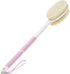 Anti-Slip Body Scrubber for Shower - Long Handle Exfoliating Back Brush with Stiff and Soft Bristles (Pink)