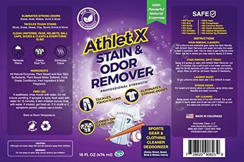 AthletX Amazing Laundry Detergent Liquid, Sports Wear Stain & Odor Remover for Grass, Blood & Sweat, USA Made