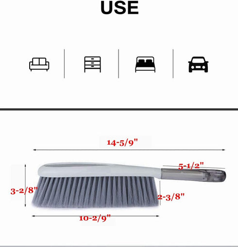 Tian Chen Hand Broom - 14 Inch Large Counter Duster with Stiff Plastic Bristle Brush for Home and Shop (Gray)
