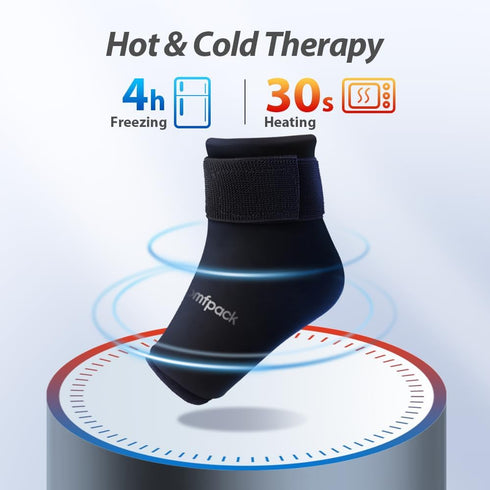 Ankle Ice Pack Wrap - Reusable Gel for Pain Relief, Hot Cold Compression for Plantar Fasciitis, Swelling