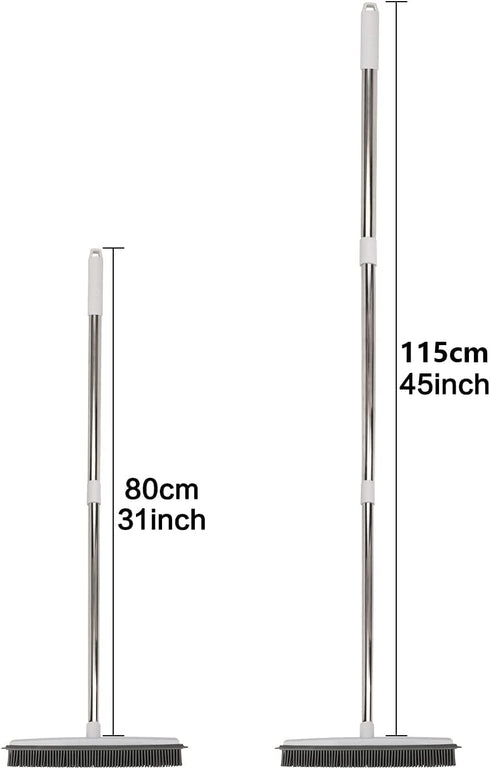 Rubber Broom with Handle, Removing Cats Dogs Hair for Floors, Carpets, Tiles, Windows, and Gardens