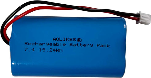 AOLIKES 7.4v Rechargeable li-ion Batteries 2600mAh, Power Cell with XH2.54-2 Pin Plug, DIY Batteries 18650 2S1P Li-ion Batteries Pack Support 3C Continuous Discharge