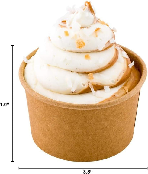 Coppetta 5-Ounce Dessert Cups, 50 Disposable Ice Cream Cups - Lids Sold Separately, Sturdy Kraft Paper Frozen Yogurt