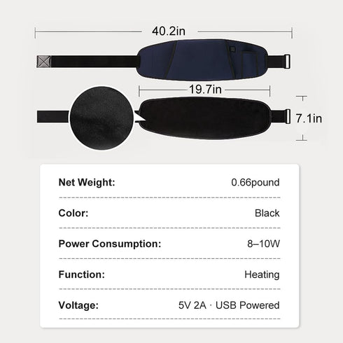 NORMIA RITA 3 Settings, Heating Belt, Far Infrared Heat Pad with Temperature USB Powered Waist Warmer for Men Women