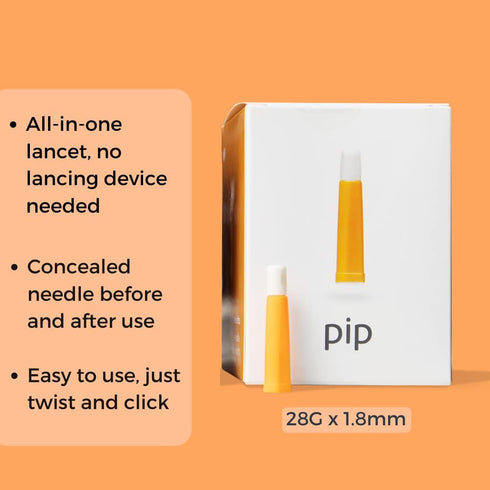 Pip 100 Lancets, All-in-One 28G-1.8mm Diabetes Safety Lancets for Blood Sugar Testing