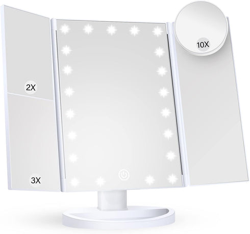 Makeup Mirror Vanity Mirror with Lights, 2X 3X 10X Magnification, Touch Control, Portable LED Makeup Mirror
