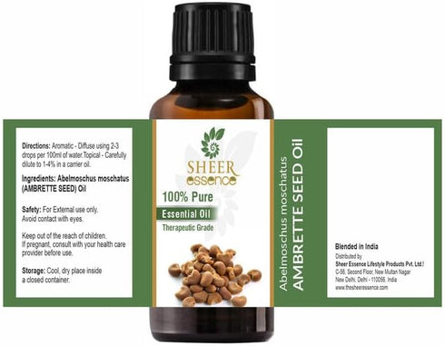 Ambrette Seed Oil 15 ML (0.51 Fl.OZ) | 100% Pure Natural Undiluted Uncut Therapeutic Grade Abelmoschus Moschatus Essential Oil