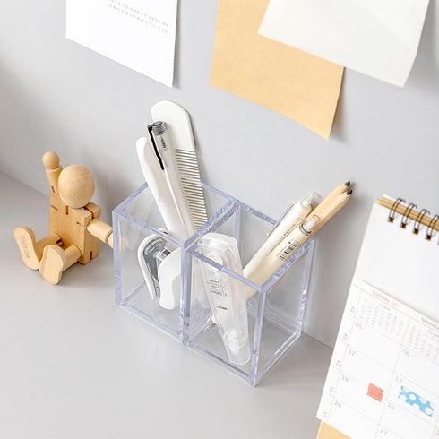 3 Pack Clear Acrylic Cosmetic Pencil Pen Holder Cup, Clear Makeup Brush Storage for Desk Organization
