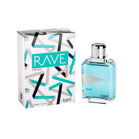 Sapil Perfumes “Rave for Men” EDT Spray - Long-lasting Fresh Spicy Aromatic Scent, 3.4 Oz (100 ml)
