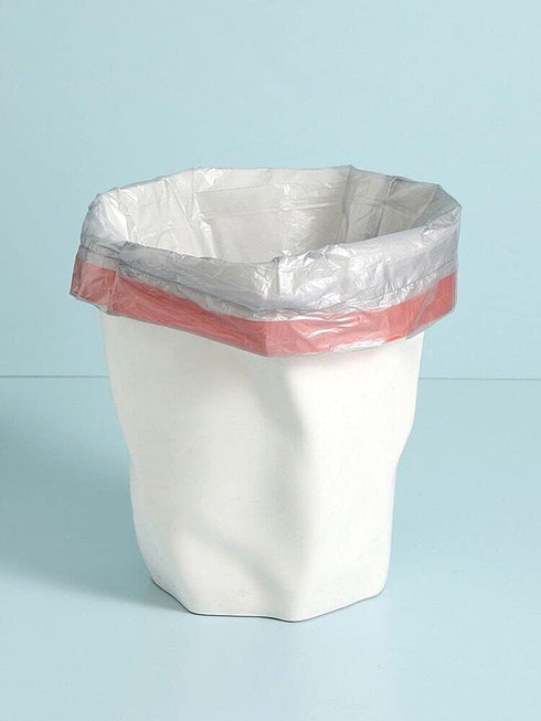 Coocn Drawstring Garbage Bags, Thicker Heavy Bathroom Trash Can Liners, 50 Counts, 4-6 Gallon (Gray)