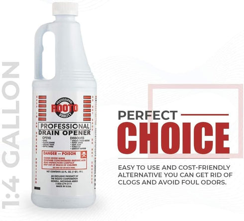 Rooto Professional Drain Opener - Deep Penetration, Dissolves Grease and Residues from Septic Tanks