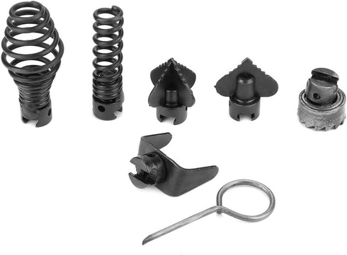7Pcs Combination Cutter Head Set for Drain Cleaner, 16mm Manganese Steel Blades, 6 Cutter Heads & 1 Key