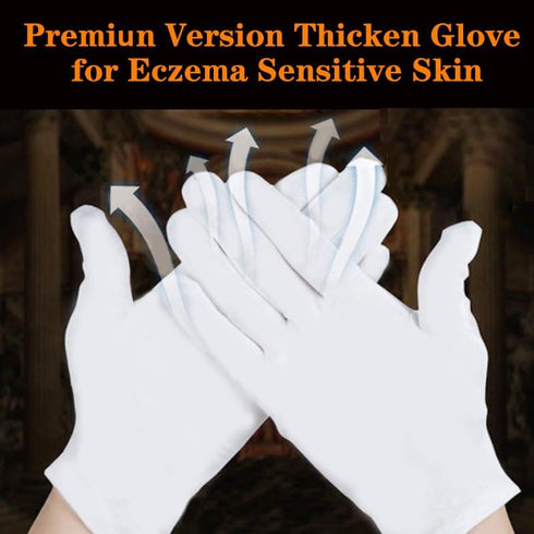 White Cotton Glove 24 Pieces, Washable Eczema Moisturizing Glove for Sleeping, One Size Fit Most Overnight