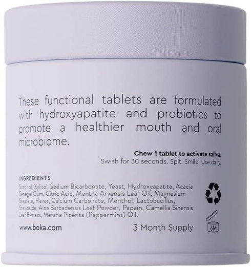 Boka Travel Size Mouthwash Tablets, Hydroxyapatite, Fluoride/Alcohol Free, Eco-Friendly, 90 Pack for Fresh Breath
