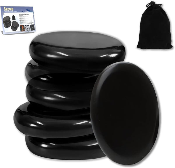 Hot Stones for Massage - 6 Pcs Basalt Massage Stones, Tools for Home Spa, Muscle Relaxation for Back, Neck, and More