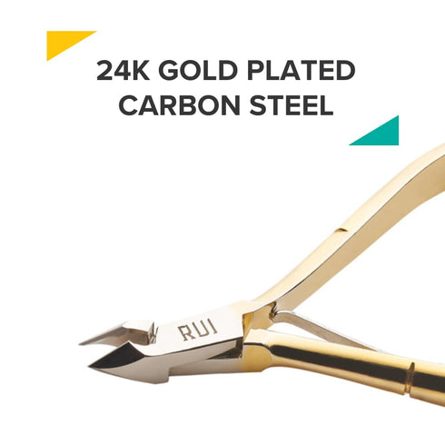 Rui Smiths Professional Cuticle Nippers, Gold-Plated Carbon Steel, 6mm Jaw