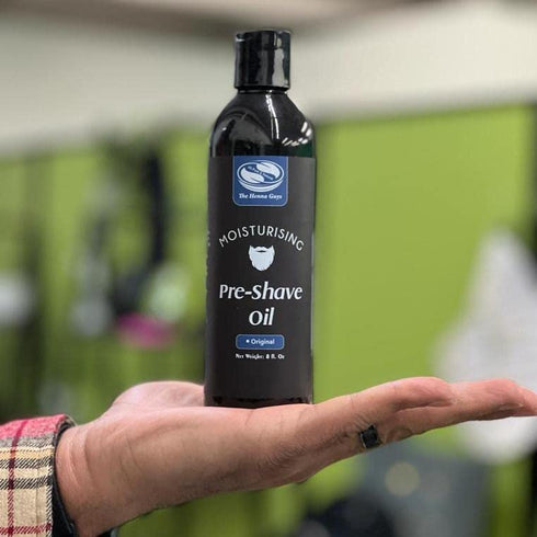 The Henna Guys Unscented Pre Shave Oil for Men - 8 fl. Oz, Excellent for Burns Free Shave with Straight or Safety Razor