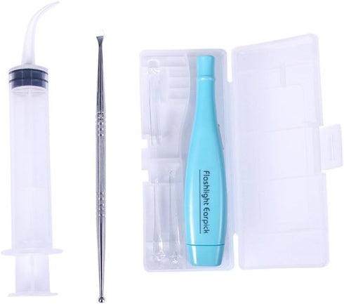 Rancoo Lighted Earwax Removal Tool (Blue) - Tonsil Stone Removal, 3 Tips, 1 Cleaning Tool, Stainless Steel Kit