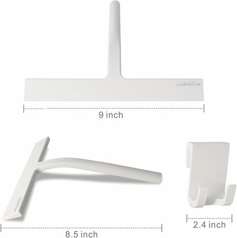 Shower Squeegee 9" with Silicone Hook, All Purpose for Shower Glass Door, Bathroom Tiles, and Car Windows