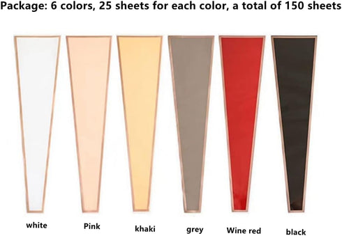 NatureMan 150Counts/6 Packaging Day17.5 4.7 1.6Inch Colors Single Rose Sleevem,Waterproof Flower Wrapping Paper Single