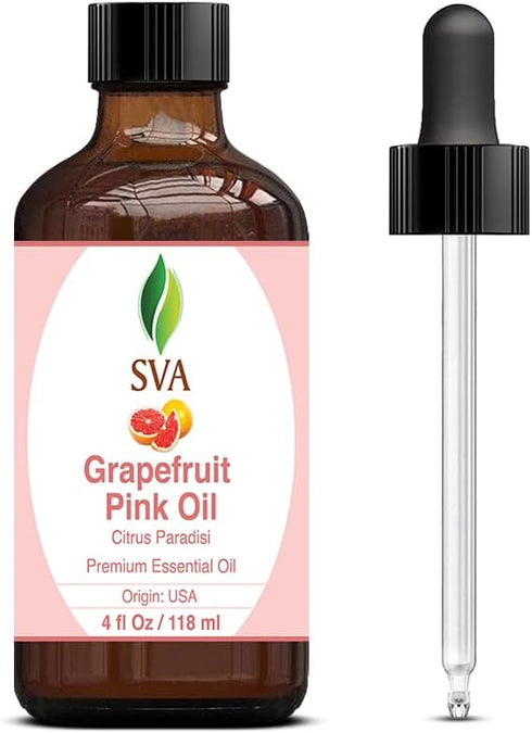 SVA Organics Grapefruit Pink Oil with Dropper - 118 ml (4 fl. oz.) 100% Pure for Skin, Hair, Aromatherapy