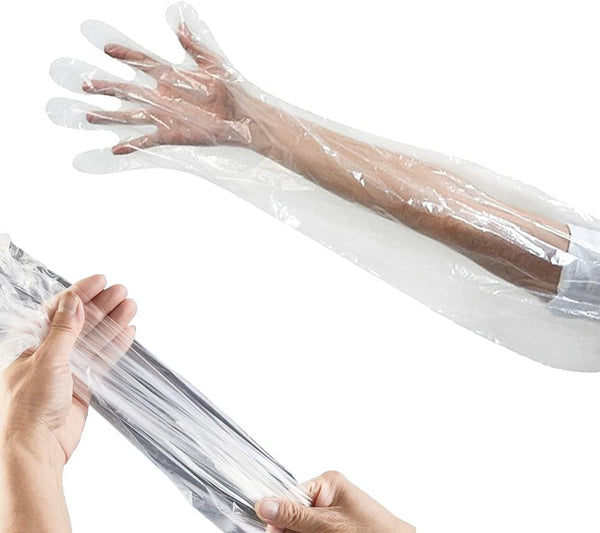 50 Disposable Veterinary Dressing Gloves, Extra Long Sleeve Full Arm Gloves