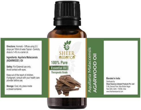 Agarwood (Oud) Oil 15 ML (0.51 Fl.OZ) | 100% Pure Natural Undiluted Uncut Therapeutic Grade Aquilaria Malaccensis Essential Oil
