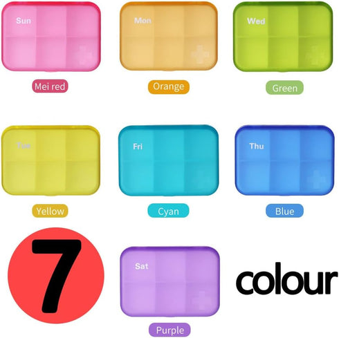 SHUNCHG 7 Set 6 7 42 Piece Pill Organizer Times a Day, Weekly Pill Case, Pill Organizer with Labels, Travel Pill