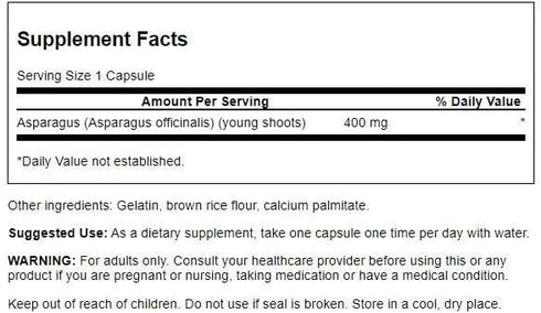 Swanson Asparagus Young Shoots, 400 Milligrams, 60 Capsules