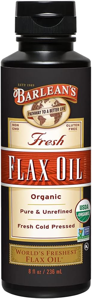 Barlean's Organic Flaxseed Oil Liquid | 7,640mg ALA Omega 3 Fatty Acid Supplement | Vegan & Gluten Free from Fresh Cold