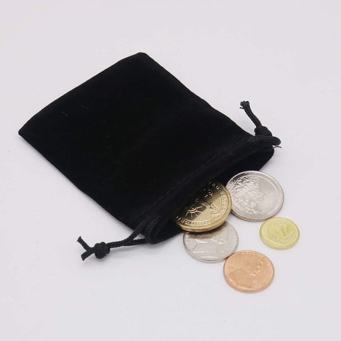 HRX Package Little Velvet Drawstring Pouches, 20pcs Black Velvet Bags for Jewelry Small Gift (3x4 inches)