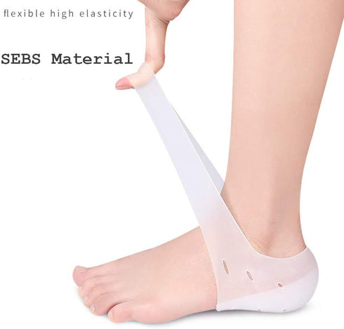 Invisible Height Increase Elevators Heels Cushion Insole, Heal Dry Cracked Heels & Protector, White, 2 cm