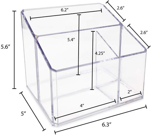 Isaac Jacobs Clear Acrylic 3-Compartment Organizer - Remote Holder & Multi-Functional Storage Solution