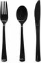 150 Pack Black Plastic Silverware Set, 50 Forks, 50 Knives, 50 Spoons for Graduation Party, Wedding, Birthday